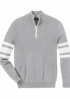Herren bonprix Pullover & Strickjacken|Große Größen|Troyer Pullover mit recycelter Baumwolle