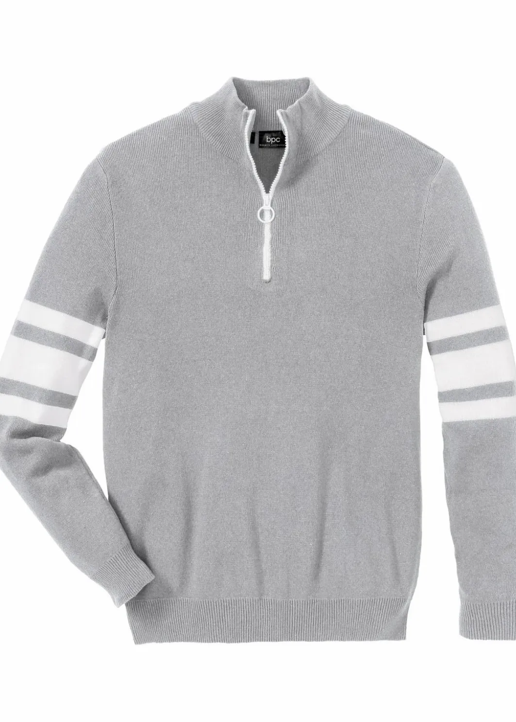 Herren bonprix Pullover & Strickjacken|Große Größen|Troyer Pullover mit recycelter Baumwolle