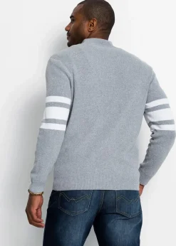 Herren bonprix Pullover & Strickjacken|Große Größen|Troyer Pullover mit recycelter Baumwolle