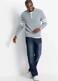 Herren bonprix Pullover & Strickjacken|Große Größen|Troyer Pullover mit recycelter Baumwolle