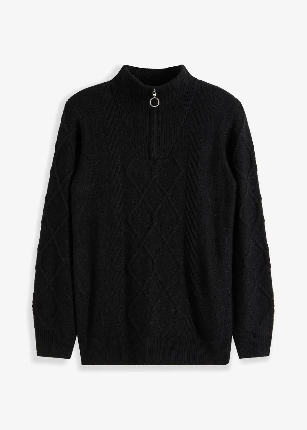 Damen bonprix Pullover & Strickjacken|Bekleidung·Jeans|Troyer Pullover mit Zopfmuster
