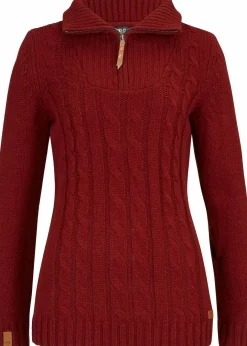 Damen bonprix Pullover & Strickjacken|Troyer Pullover mit Zopfmuster