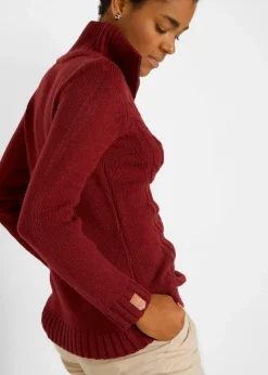 Damen bonprix Pullover & Strickjacken|Troyer Pullover mit Zopfmuster
