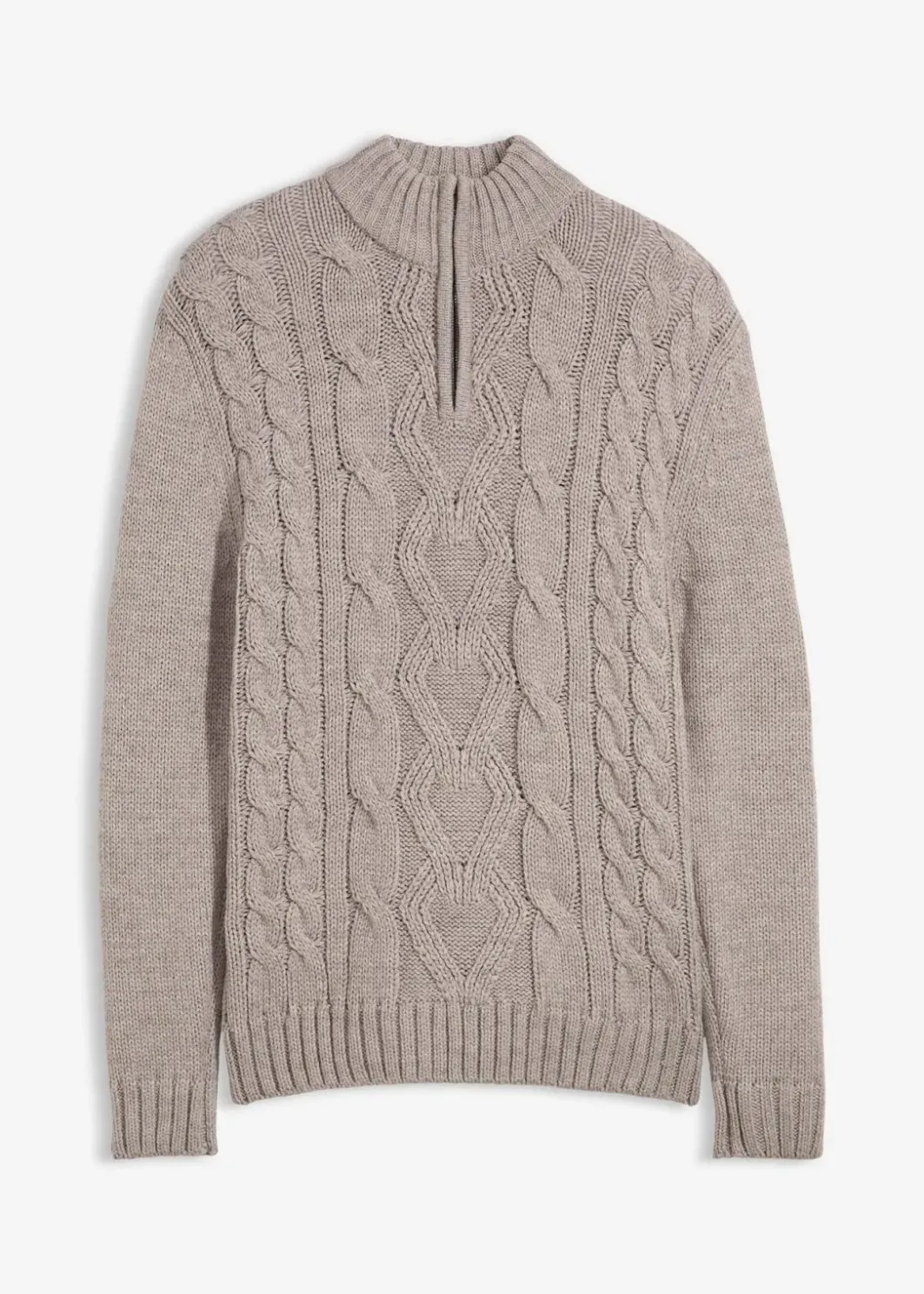 Herren bonprix Große Größen|Pullover & Strickjacken|Troyer Pullover mit Zopfmuster