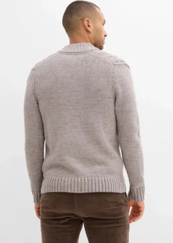 Herren bonprix Große Größen|Pullover & Strickjacken|Troyer Pullover mit Zopfmuster