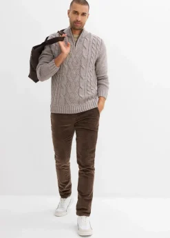 Herren bonprix Große Größen|Pullover & Strickjacken|Troyer Pullover mit Zopfmuster