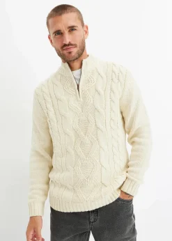 Hot Troyer Pullover mit Zopfmuster Herren Pullover & Strickjacken|Große Größen