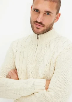 Hot Troyer Pullover mit Zopfmuster Herren Pullover & Strickjacken|Große Größen