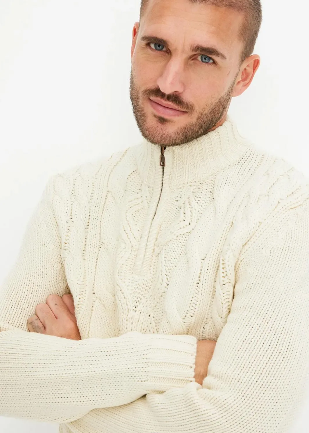 Hot Troyer Pullover mit Zopfmuster Herren Pullover & Strickjacken|Große Größen