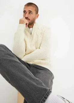 Hot Troyer Pullover mit Zopfmuster Herren Pullover & Strickjacken|Große Größen