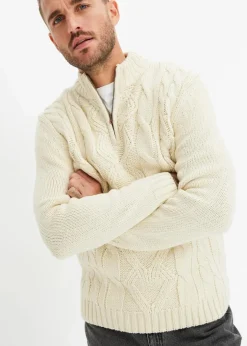 Hot Troyer Pullover mit Zopfmuster Herren Pullover & Strickjacken|Große Größen