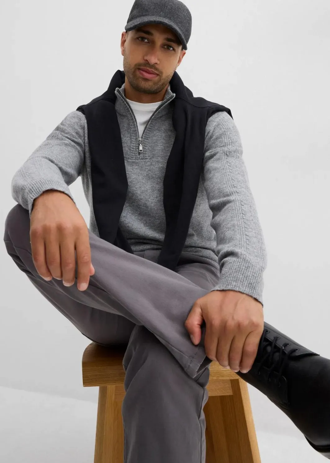 Clearance Troyer-Feinstrickpullover mit Wollanteil Herren Große Größen|Pullover & Strickjacken