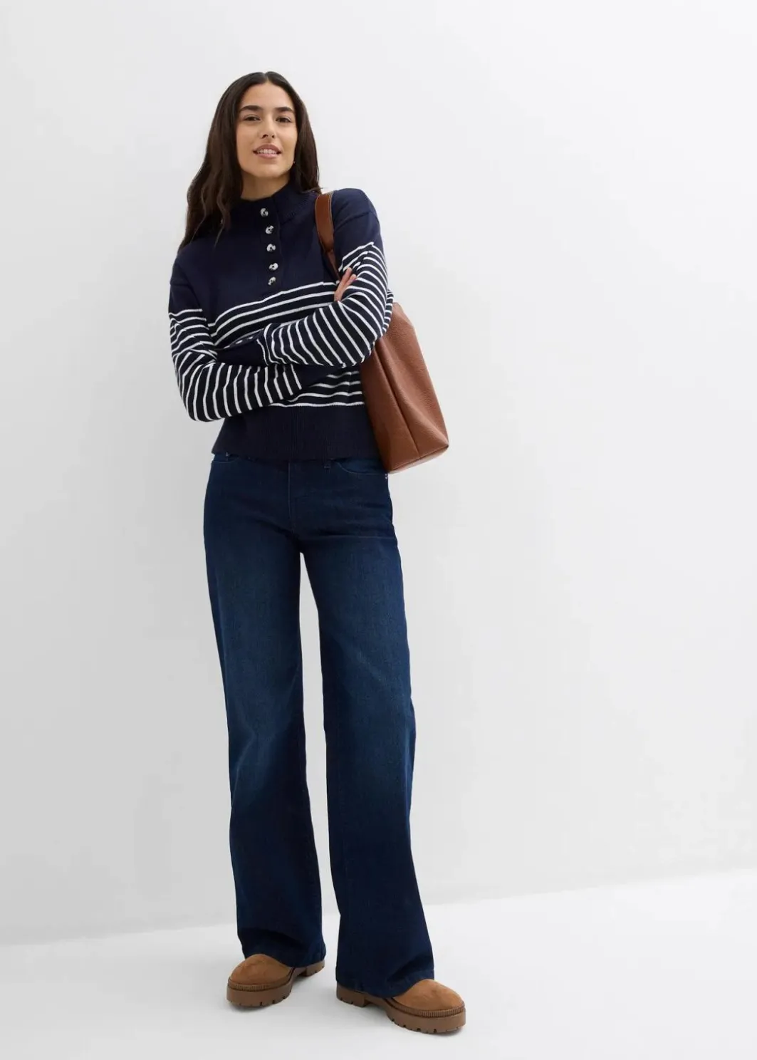 Damen bonprix Pullover & Strickjacken|Bekleidung·Jeans|Troyer-Pullover