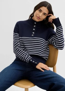 Damen bonprix Pullover & Strickjacken|Bekleidung·Jeans|Troyer-Pullover