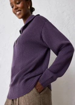 Hot Troyer-Pullover aus Merinowolle Damen Bekleidung·Jeans|Pullover & Strickjacken