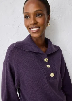 Hot Troyer-Pullover aus Merinowolle Damen Bekleidung·Jeans|Pullover & Strickjacken