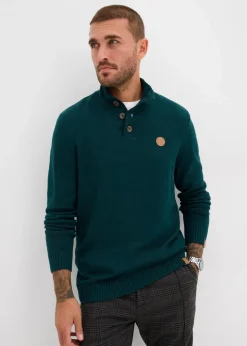 Herren bonprix Große Größen|Pullover & Strickjacken|Troyer-Pullover aus weichem Baumwollmix