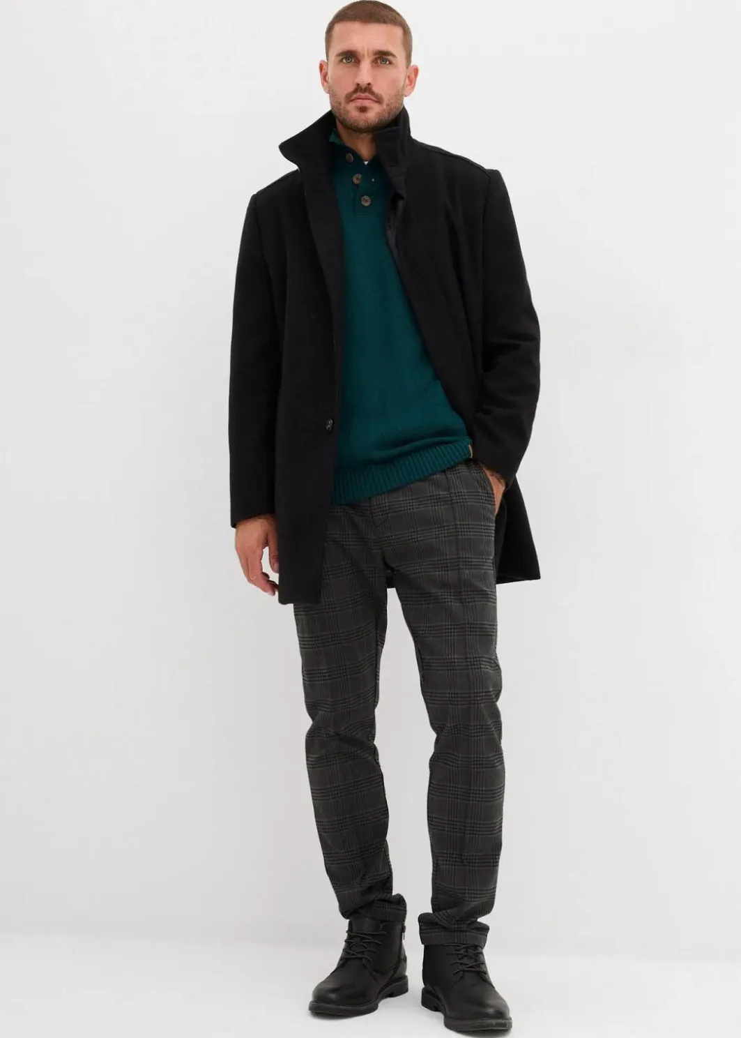 Herren bonprix Große Größen|Pullover & Strickjacken|Troyer-Pullover aus weichem Baumwollmix