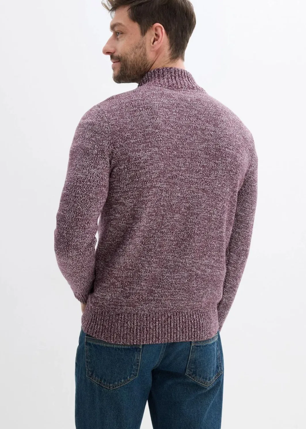 Herren bonprix Pullover & Strickjacken|Basics|Troyer-Pullover mit reiner Baumwolle