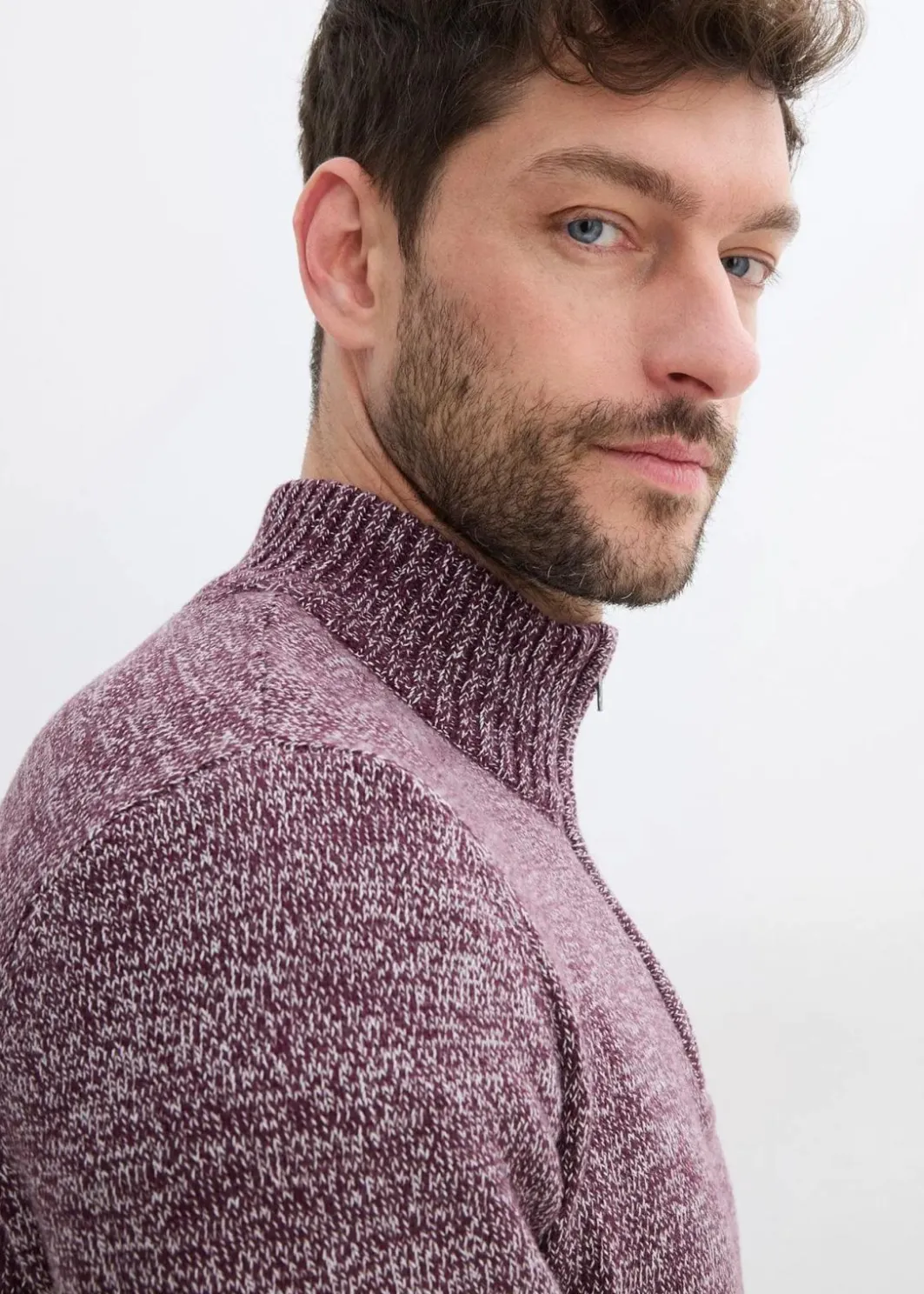 Herren bonprix Pullover & Strickjacken|Basics|Troyer-Pullover mit reiner Baumwolle