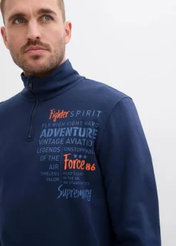 Herren bonprix Große Größen|Sweat|Troyer-Sweatshirt aus reiner Bio-Baumwolle