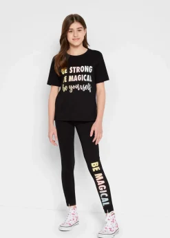 Kinder bonprix Mädchen 9-16 Jahre·Shirts & Blusen|Mädchen 9-16 Jahre·Hosen & Leggings|T-Shirt + Leggings aus reiner Baumwolle (2tlg. Set)