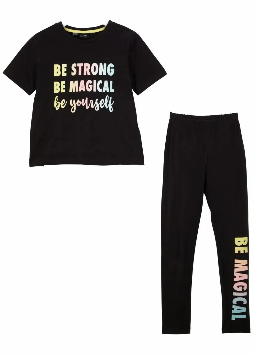 Kinder bonprix Mädchen 9-16 Jahre·Shirts & Blusen|Mädchen 9-16 Jahre·Hosen & Leggings|T-Shirt + Leggings aus reiner Baumwolle (2tlg. Set)