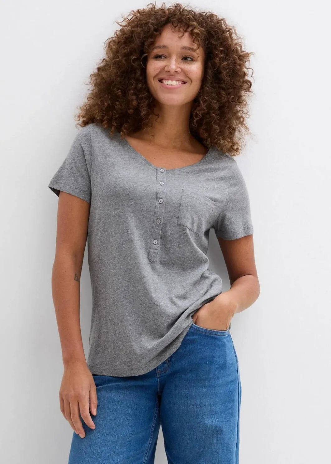 Damen bonprix Nachhaltigere Materialien|Shirts & Tops|T-Shirt aus Baumwoll-Viskose-Mix