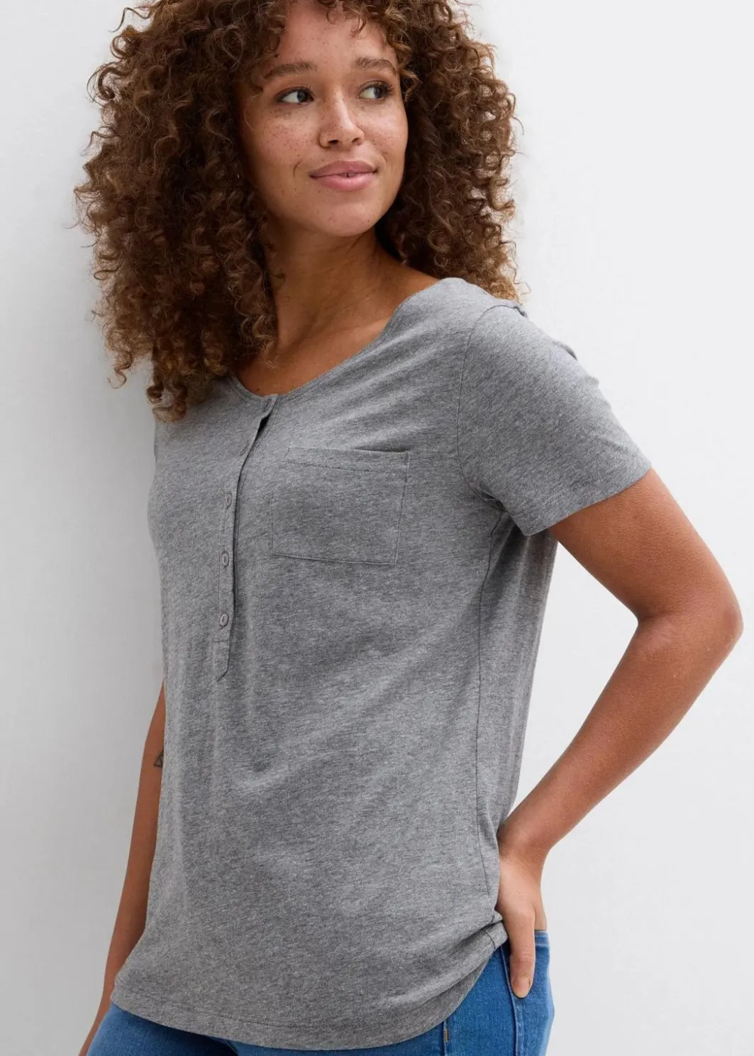 Damen bonprix Nachhaltigere Materialien|Shirts & Tops|T-Shirt aus Baumwoll-Viskose-Mix