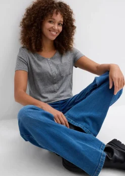 Damen bonprix Nachhaltigere Materialien|Shirts & Tops|T-Shirt aus Baumwoll-Viskose-Mix
