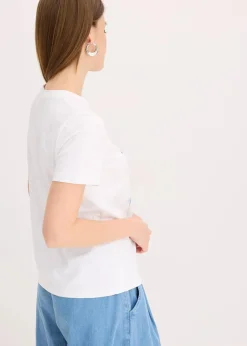 Online T-Shirt aus elastischem Baumwoll-Mix Damen Shirts & Tops