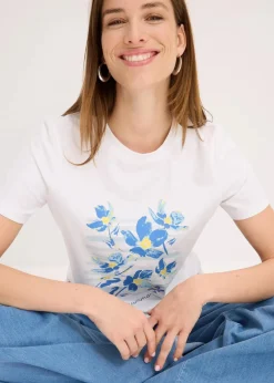 Online T-Shirt aus elastischem Baumwoll-Mix Damen Shirts & Tops