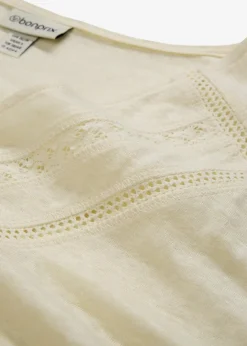 Damen bonprix Nachhaltigere Materialien|Shirts & Tops|T-Shirt aus reinem Leinen mit Spitze