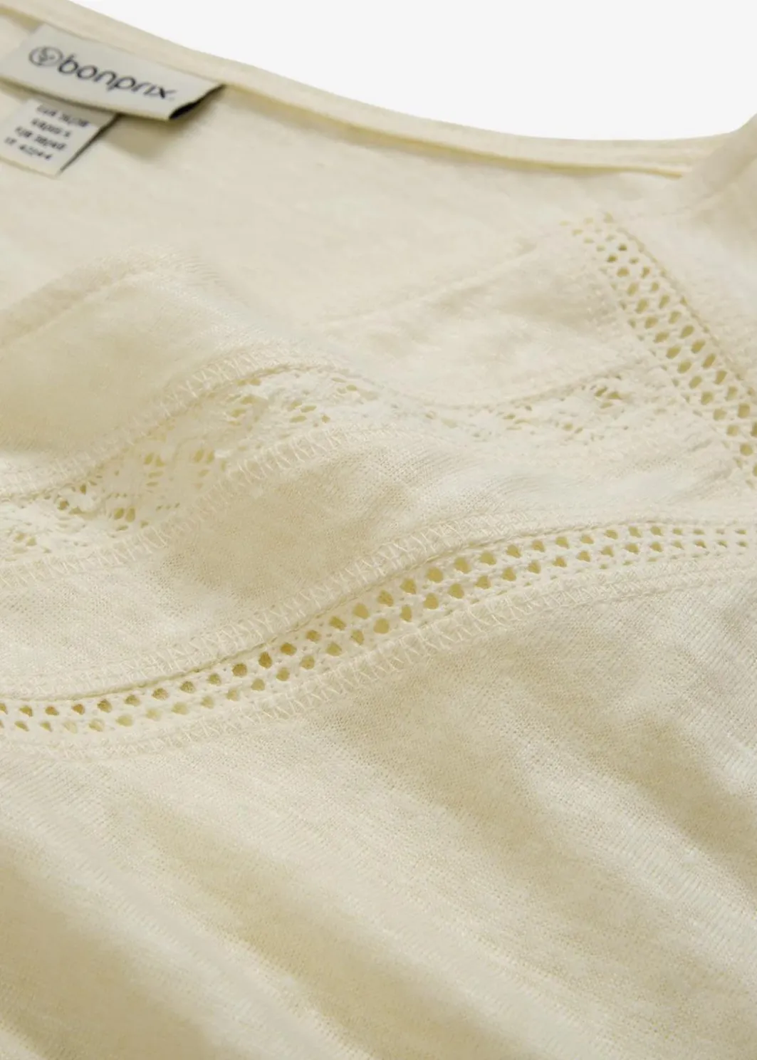 Damen bonprix Nachhaltigere Materialien|Shirts & Tops|T-Shirt aus reinem Leinen mit Spitze