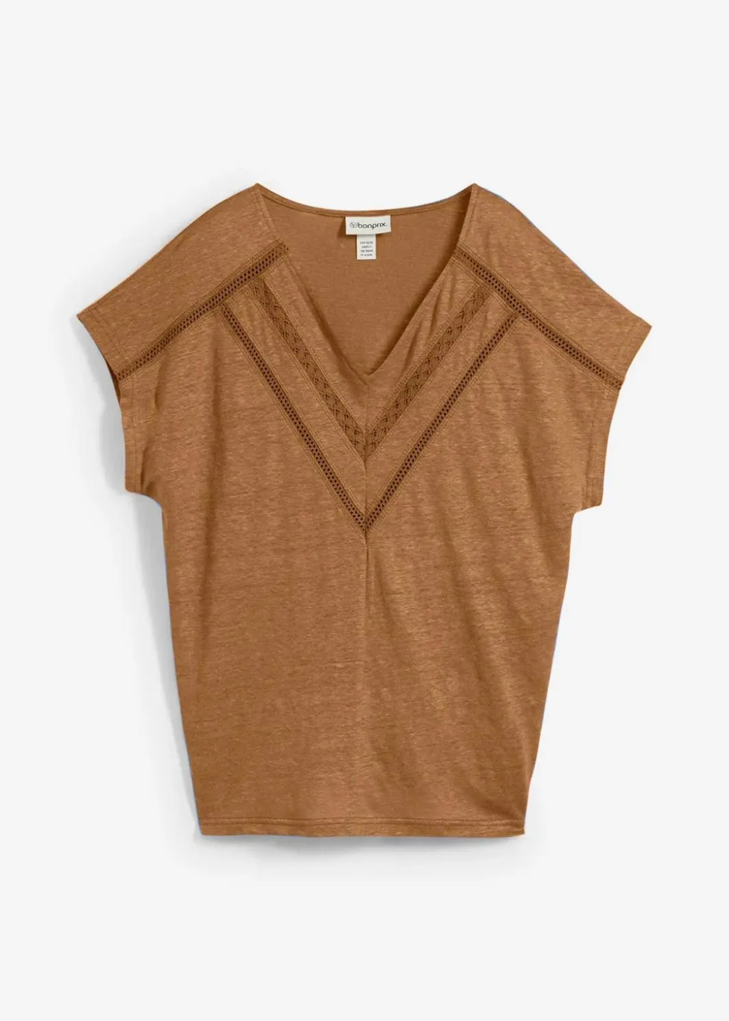 T-Shirt aus reinem Leinen mit Spitze Damen Premium|Shirts & Tops