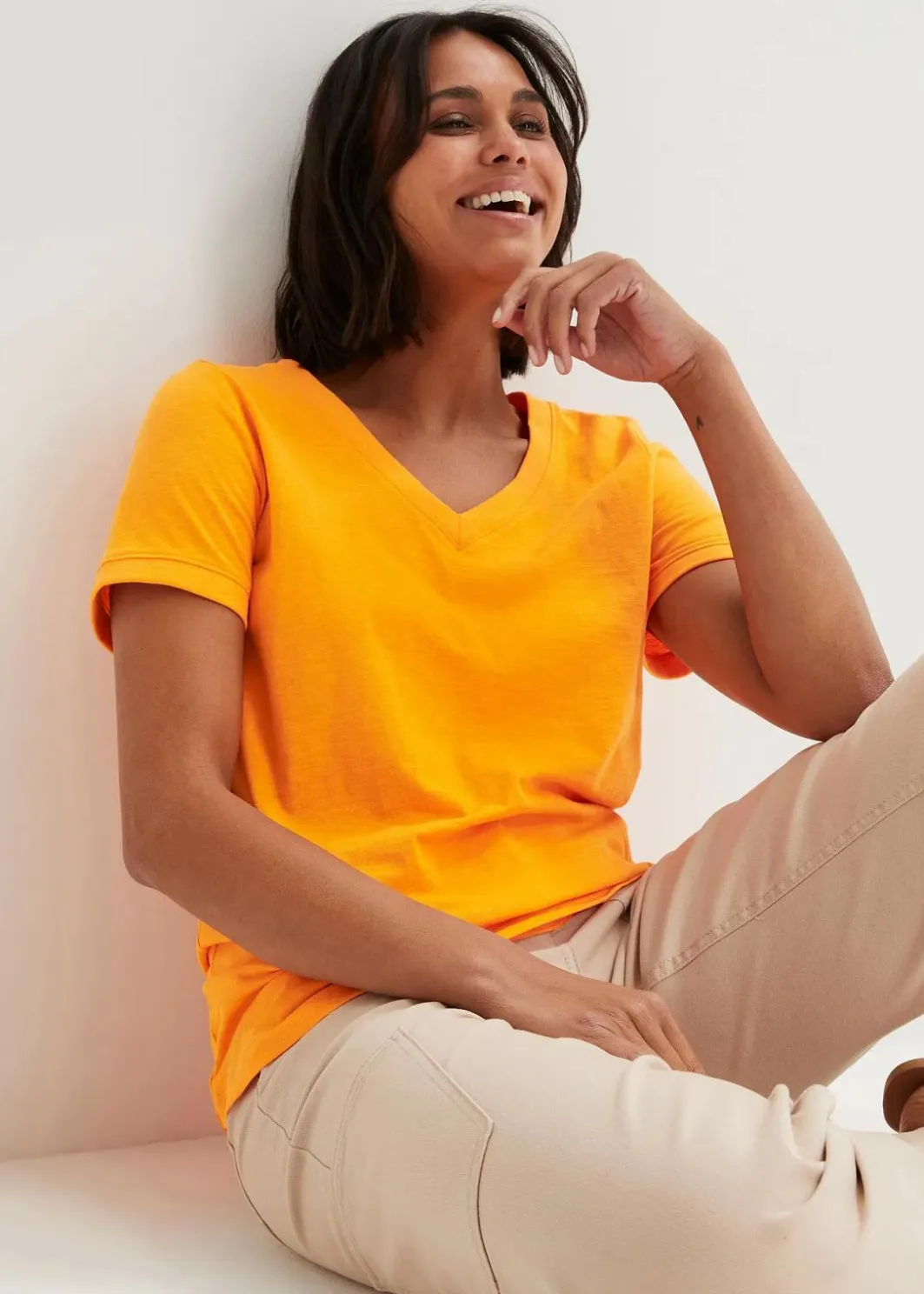 Damen bonprix Shirts & Tops|Basics|T-Shirt aus reiner Baumwolle