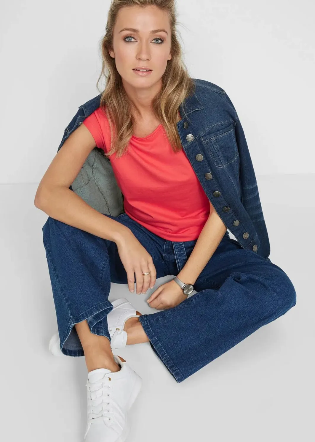 Damen bonprix Shirts & Tops|Basics|T-Shirt aus reiner Baumwolle