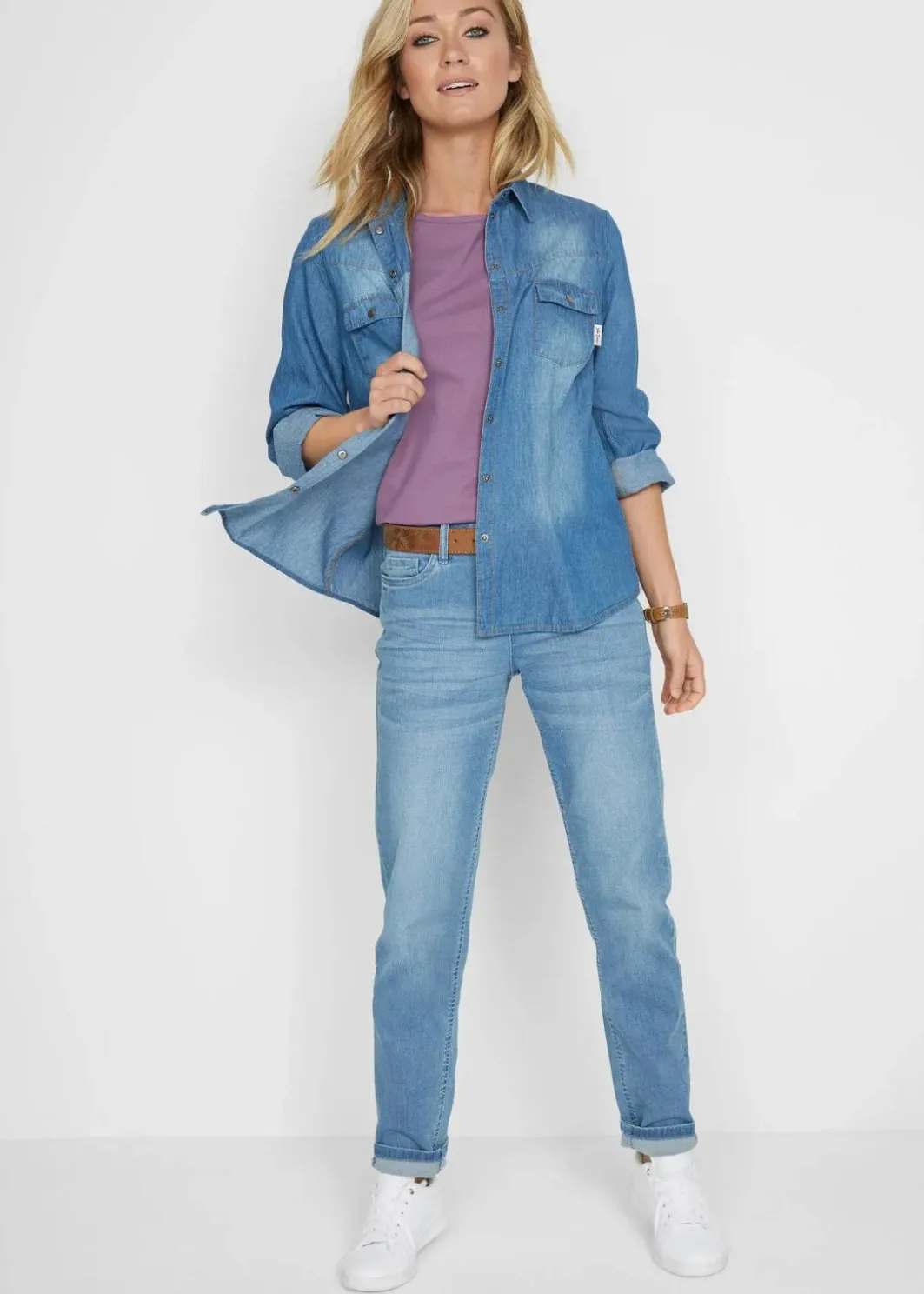Damen bonprix Shirts & Tops|Basics|T-Shirt aus reiner Baumwolle