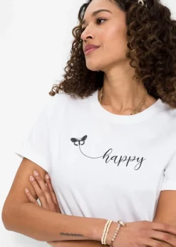 Discount T-Shirt aus reiner Baumwolle Damen Shirts & Tops