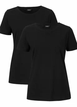 Damen bonprix Bekleidung·Röcke|Basics|T-Shirt aus reiner Baumwolle (2er Pack)