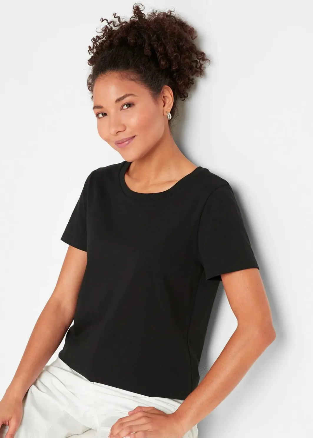 Damen bonprix Bekleidung·Röcke|Basics|T-Shirt aus reiner Baumwolle (2er Pack)