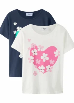 Kinder bonprix Mädchen 9-16 Jahre·Mehrfachpacks|Mädchen 9-16 Jahre·Shirts & Blusen|T-Shirt aus reiner Bio-Baumwolle(2er Pack)