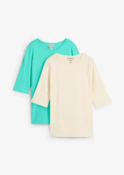 Hot T-Shirt aus reiner Bio-Baumwolle, (2er Pack) Damen Bekleidung·Röcke|Basics