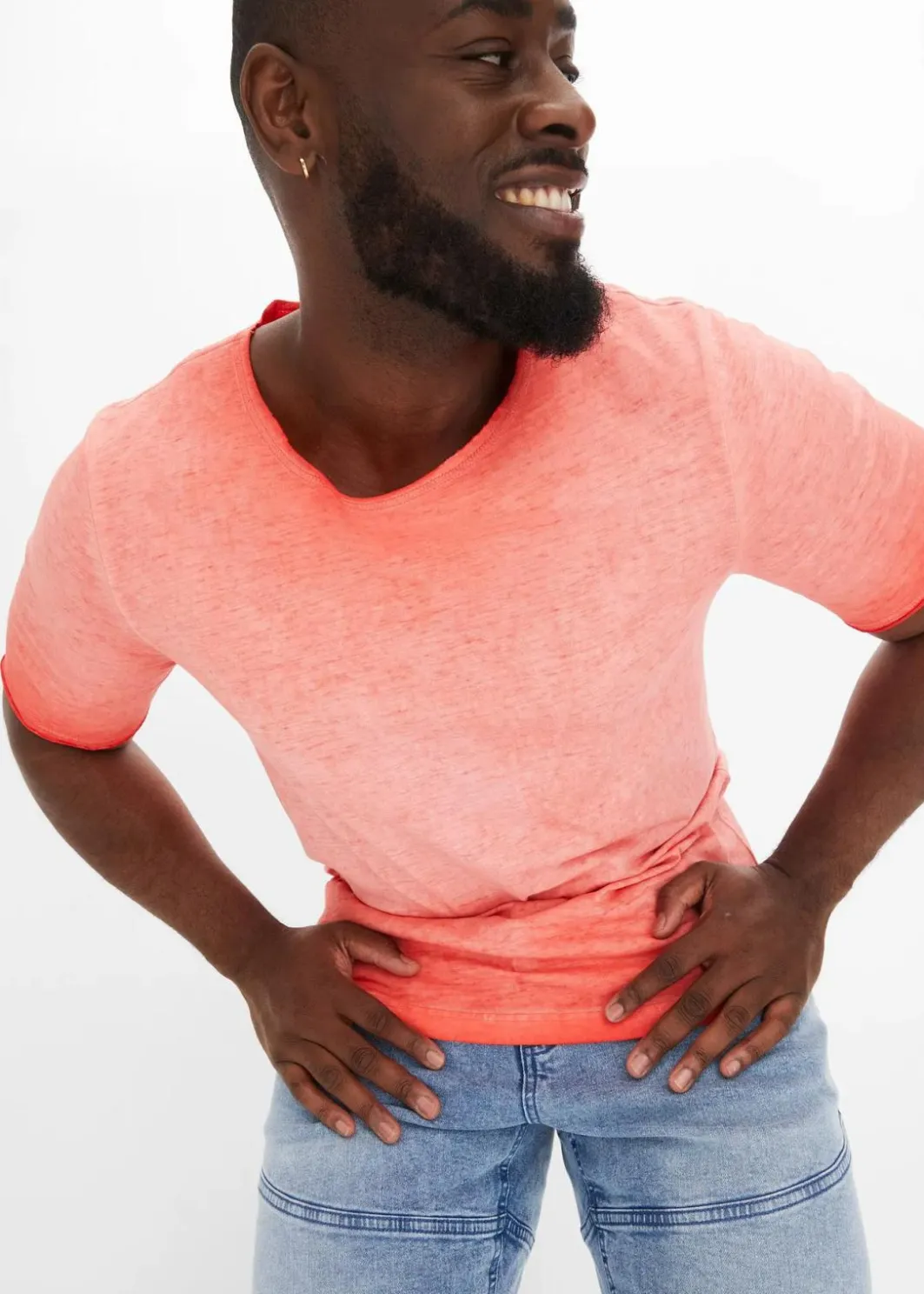 Herren bonprix Große Größen|Shirts & Polos|T-Shirt aus reiner Bio-Baumwolle in gewaschener Optik
