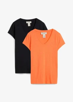 T-Shirt aus reiner Bio-Baumwolle (2er Pack) Damen Nachhaltigere Materialien|Shirts & Tops