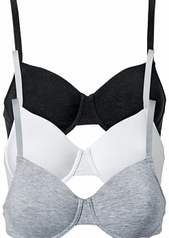 Damen bonprix Wäsche·Basics|Wäsche·Baumwollunterwäsche|T-Shirt BH mit Bügel aus Bio-Baumwolle (3er Pack)