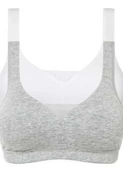 Damen bonprix Wäsche·Basics|Wäsche·Baumwollunterwäsche|T-Shirt BH ohne Bügel mit Baumwolle (2er Pack)