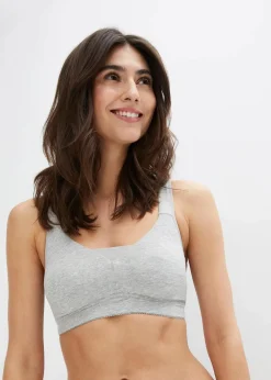 Damen bonprix Wäsche·Basics|Wäsche·Baumwollunterwäsche|T-Shirt BH ohne Bügel mit Baumwolle (2er Pack)