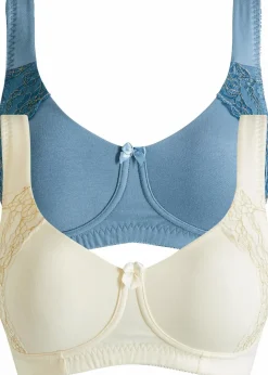 Sale T-Shirt BH ohne Bügel mit Bio-Baumwolle (2er Pack) Damen Große Cups D-H|Nachhaltigere Materialien