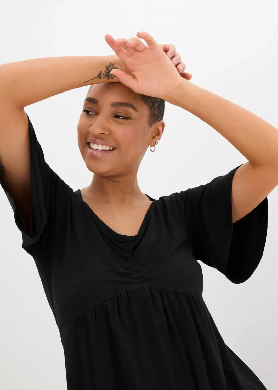 Damen bonprix Shirts & Tops|Nachhaltigere Materialien|T-Shirt in A-Linie, kurzarm